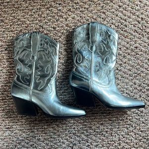 Dolce Vita Womens Landen Blue Metallic Cowboy, Western Boots Shoes